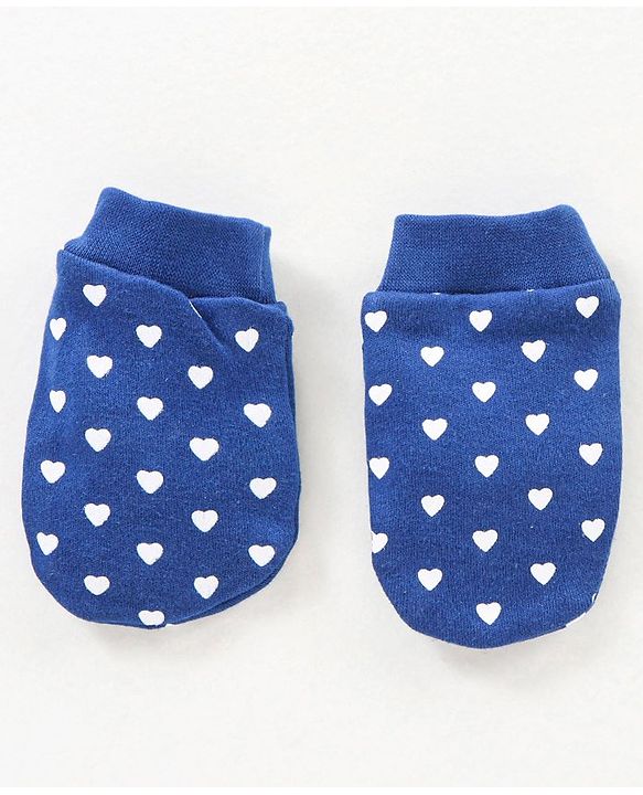 Babyhug 100% Cotton Cap Mittens & Booties Blue - Diameter 10 cm