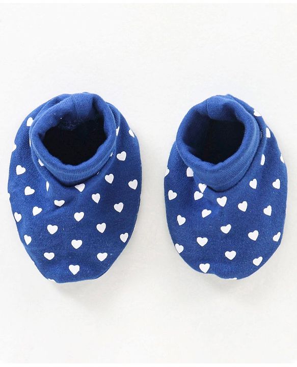 Babyhug 100% Cotton Cap Mittens & Booties Blue - Diameter 10 cm