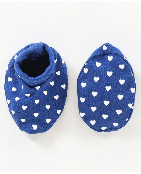 Babyhug 100% Cotton Cap Mittens & Booties Blue - Diameter 10 cm