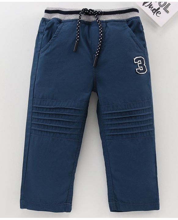 Babyhug Full Length Solid Trousers - Navy