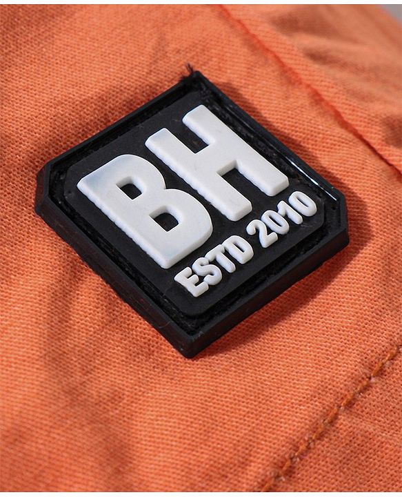 Babyhug Cotton Above Knee Length Shorts Text Patch - Orange