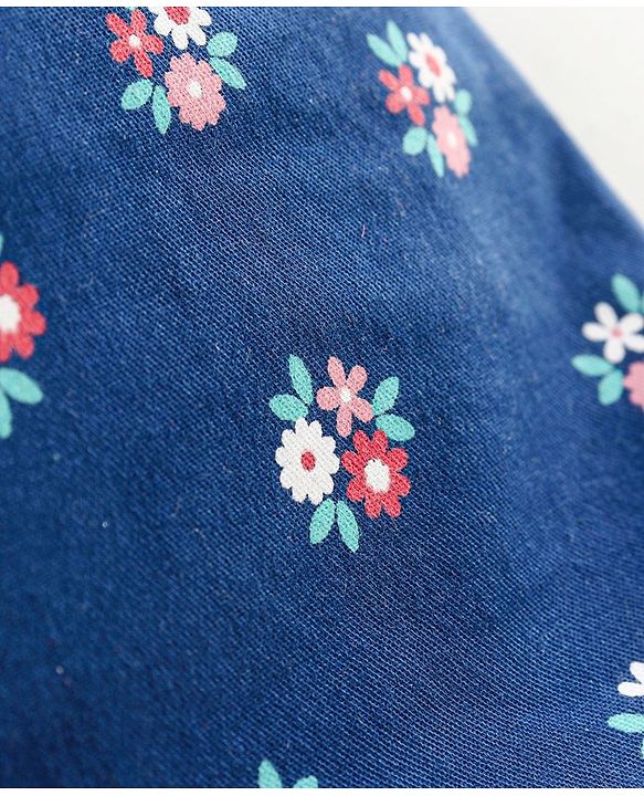 Babyhug Cotton Woven Mid Thigh Length Shorts Floral Print - Blue