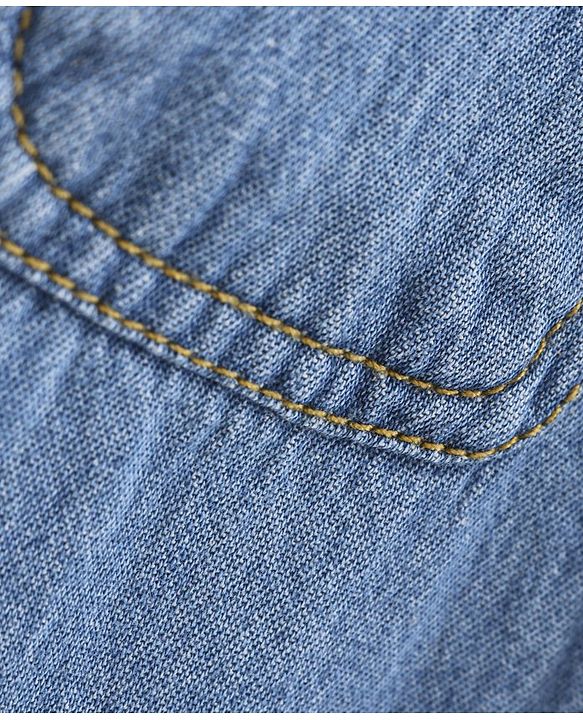 Babyhug Full Sleeves Denim Two Pocket Washed Shirt - Dark Blue