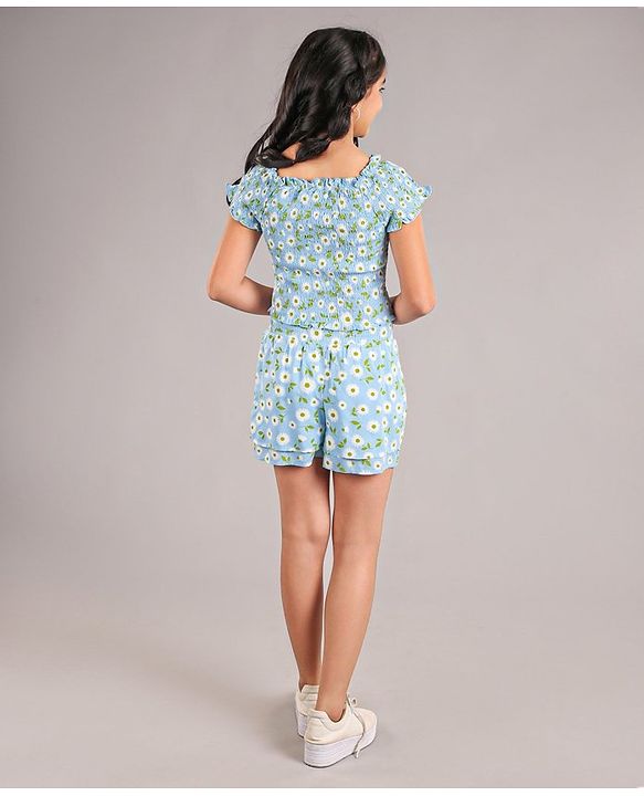 Pine Kids Cropped Length Top with High Waist Printed Shorts - Multicolor