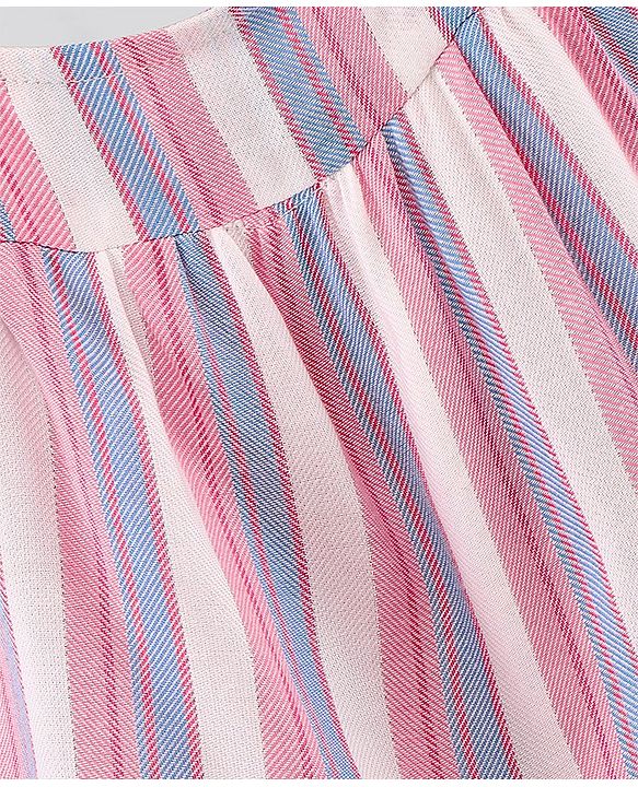 Pine Kids Sleeveless Woven Top With Denim Shorts Striped - Multicolor
