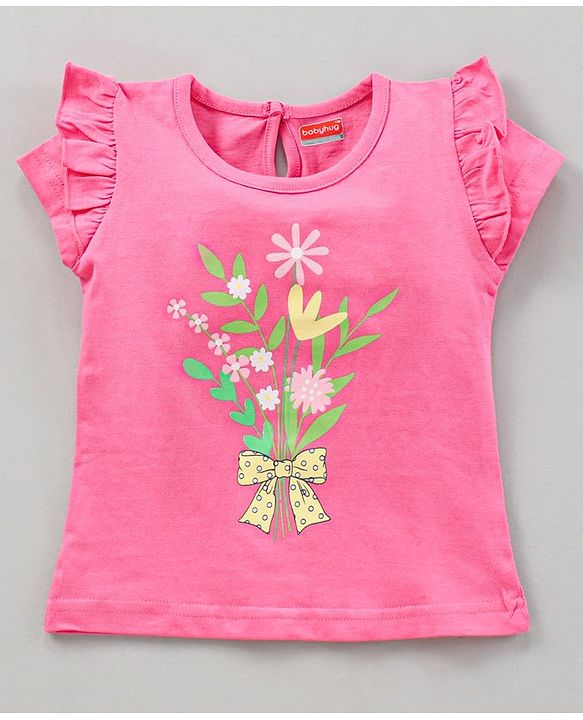 BABYHUG GIRL'S PACK OF 3 HALF SLEEVES TEE WITH GRAPHICS & FRILL DETAILING