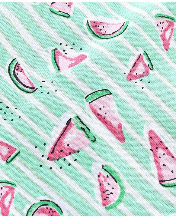Babyhug Singlet Sleeves Cotton Top Watermelon Print - Mint Green