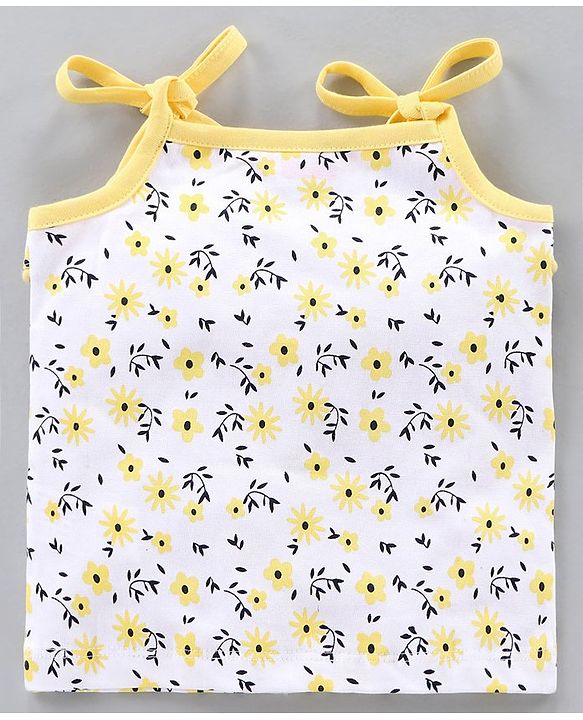 Babyhug Sleeveless Top with Lace Detailing Floral Print - White
