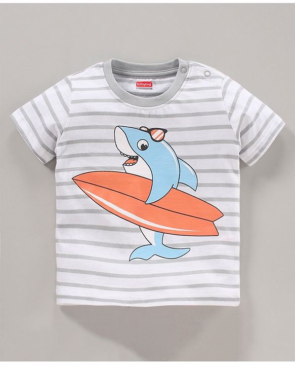 Babyhug Half Sleeves Printed T-Shirts Pack Of 3 - Blue Orange White