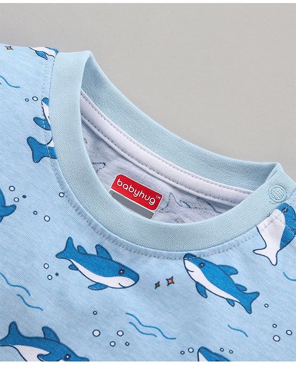 Babyhug Half Sleeves Printed T-Shirts Pack Of 3 - Blue Orange White