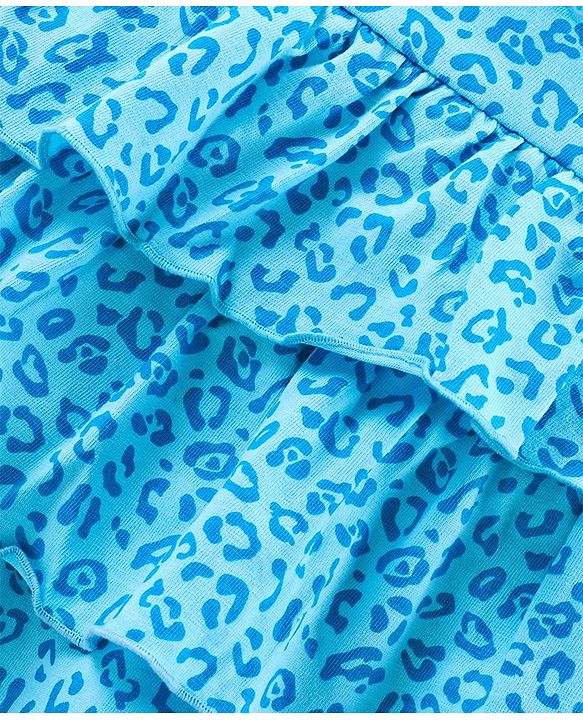 Babyhug Singlet Printed Tee With Frill Detailing - Blue