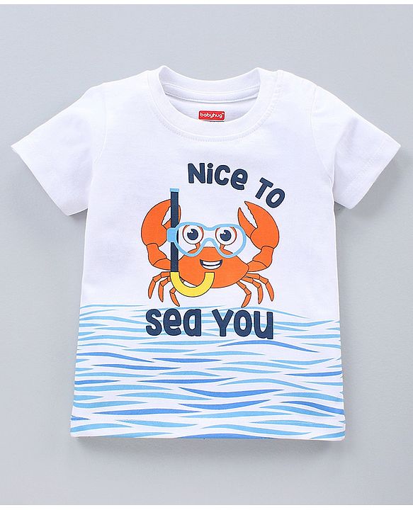 Babyhug Half Sleeves T-Shirts Multi Print Pack of 3 - White Green Orange