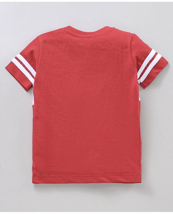 Babyhug Half Sleeves Cotton Blend T-shirt with Text Print - Red