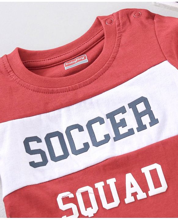 Babyhug Half Sleeves Cotton Blend T-shirt with Text Print - Red