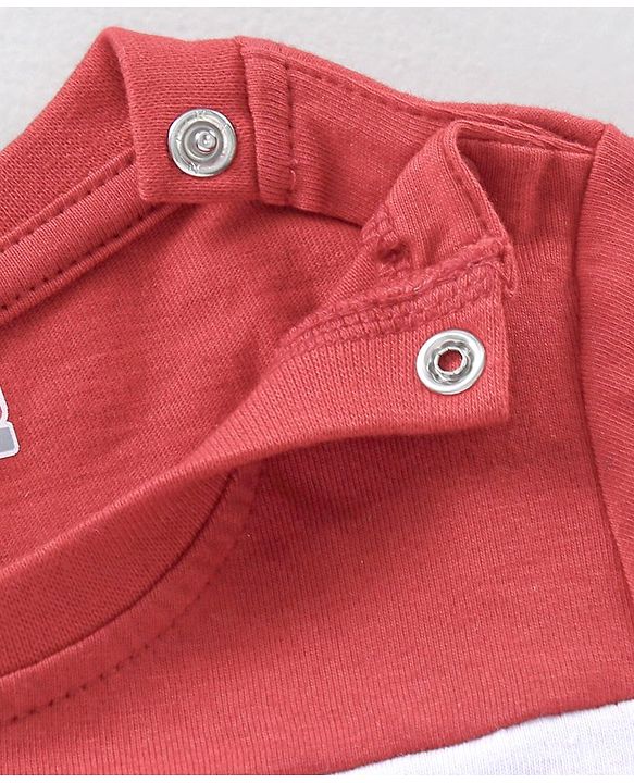 Babyhug Half Sleeves Cotton Blend T-shirt with Text Print - Red