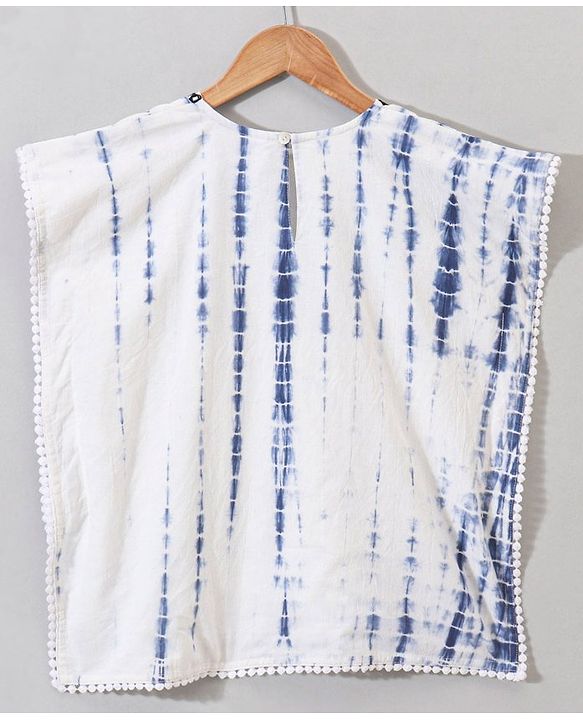Babyhug Sleeveless Kaftan Top and Leggings Set With Embroidery & Tie & Dye Print- White