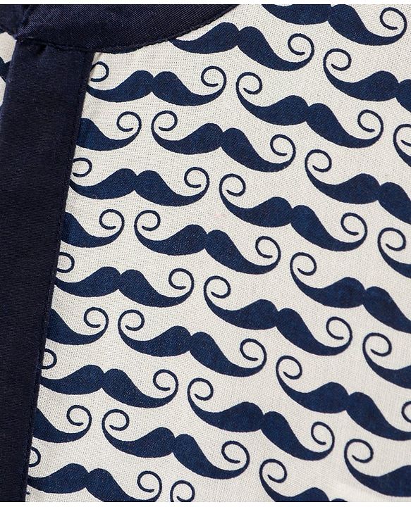 Babyhug Full Sleeves Kurta & Pyjama Moustache Print - White Navy Blue