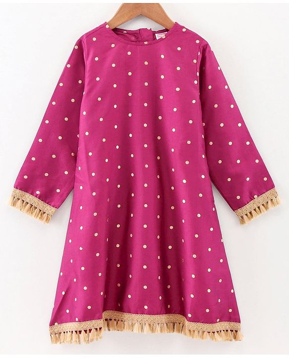 Babyhug 3/4th Sleeves Printed Kurti and Chudidar Set with Embroidered Jacket - Magenta