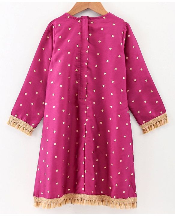 Babyhug 3/4th Sleeves Printed Kurti and Chudidar Set with Embroidered Jacket - Magenta