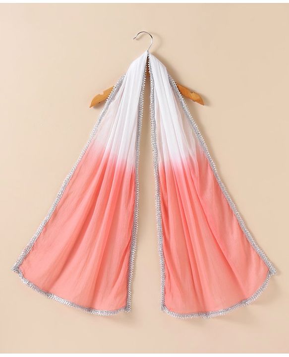 Babyhug Sleeveless Kurti & Palazzo With Dupatta Floral Embroidery - Light Peach White