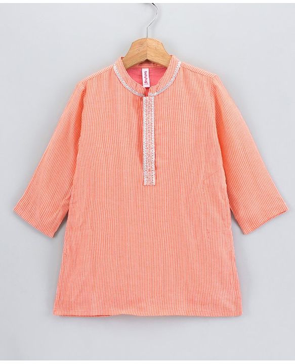 Babyhug Full Sleeve Kurta Payjama Set - Orange White