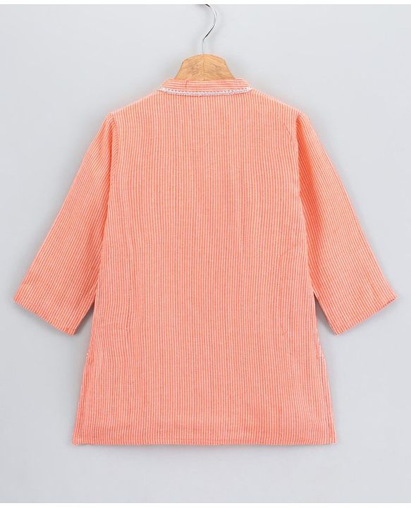 Babyhug Full Sleeve Kurta Payjama Set - Orange White