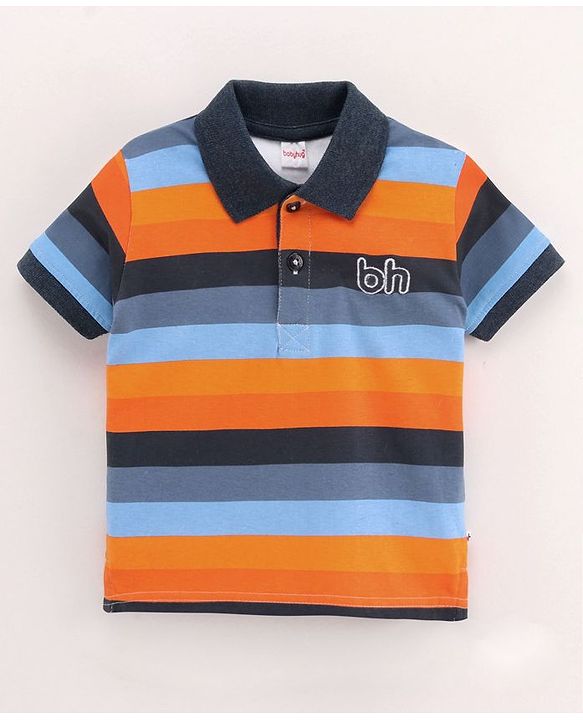 Babyhug Half Sleeves Cotton T-Shirt Stripes Print- Multicolor