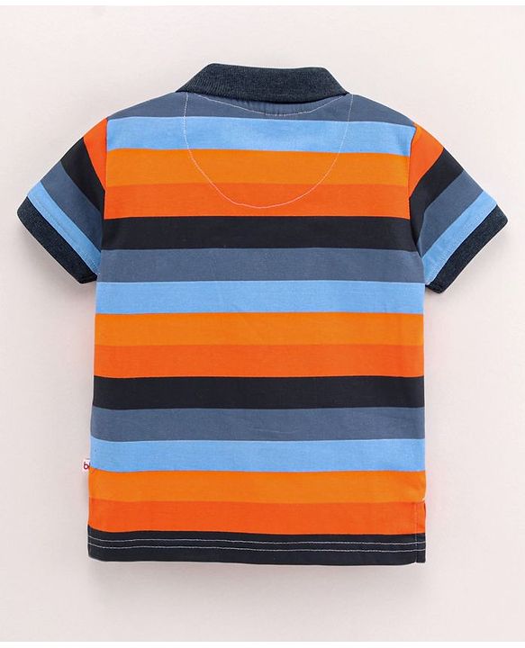 Babyhug Half Sleeves Cotton T-Shirt Stripes Print- Multicolor