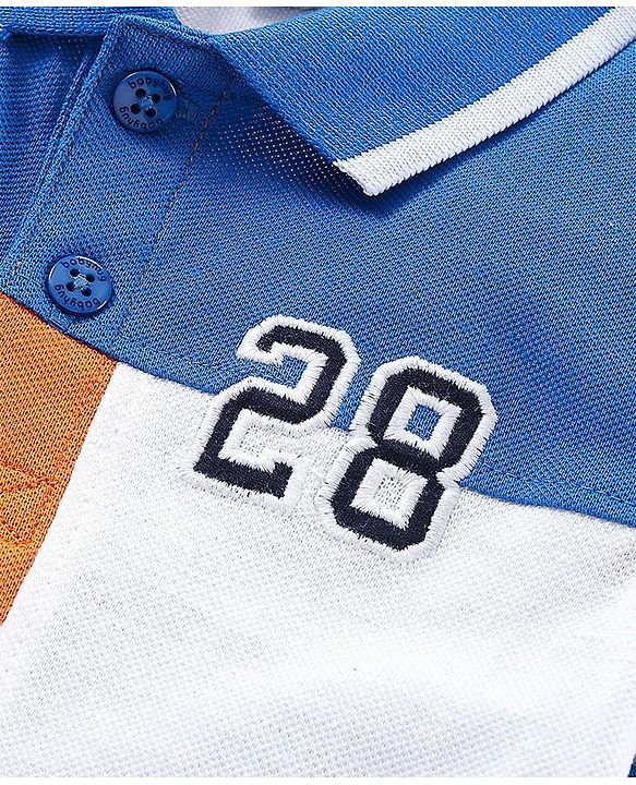 Babyhug Half Sleeves Cotton Color Block T-Shirt- Blue