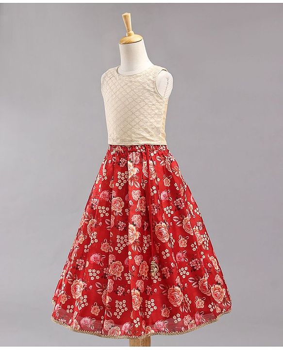 Babyhug Sleeveless Choli & Lehenga with Dupatta - Maroon