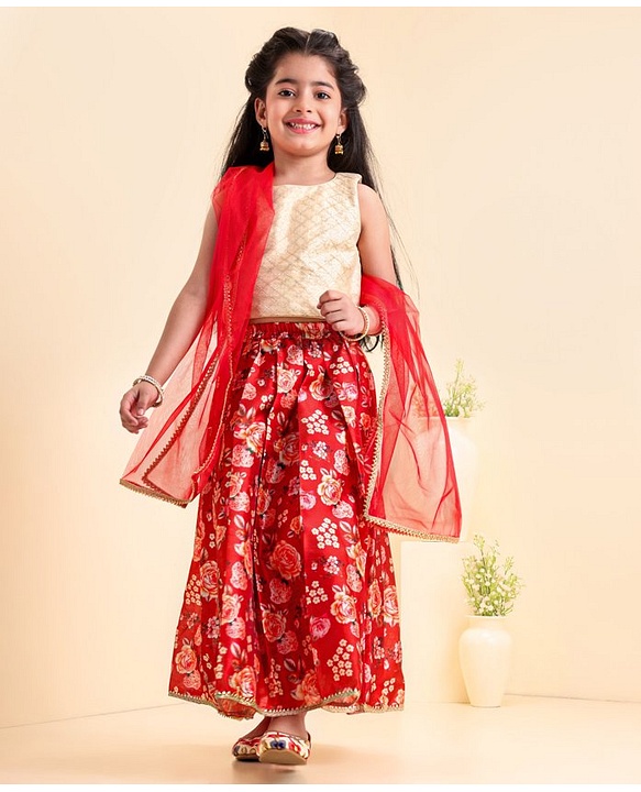 Babyhug Sleeveless Choli & Lehenga with Dupatta - Maroon