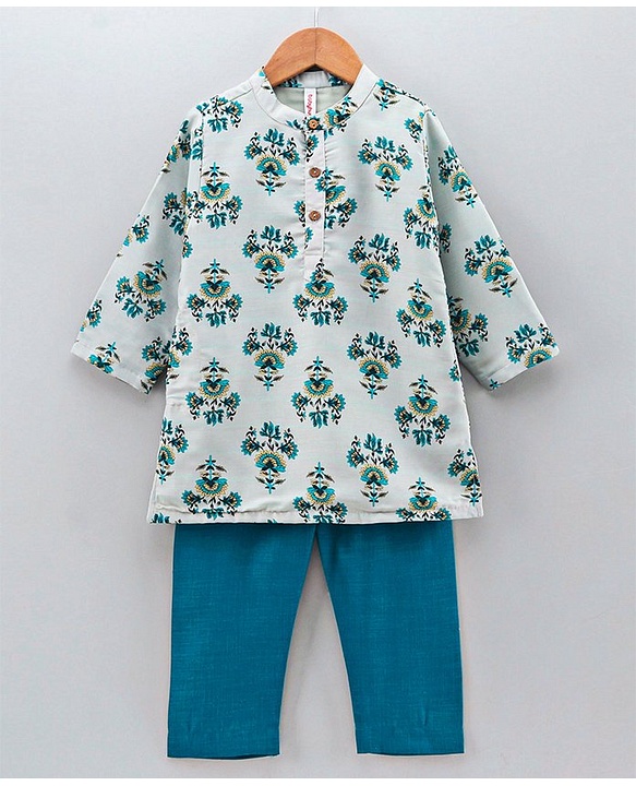 Babyhug Full Sleeve Kurta Payjama Set - Ecru