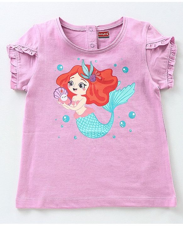 Babyhug Half Sleeves Tee Mermaid Print - Pink