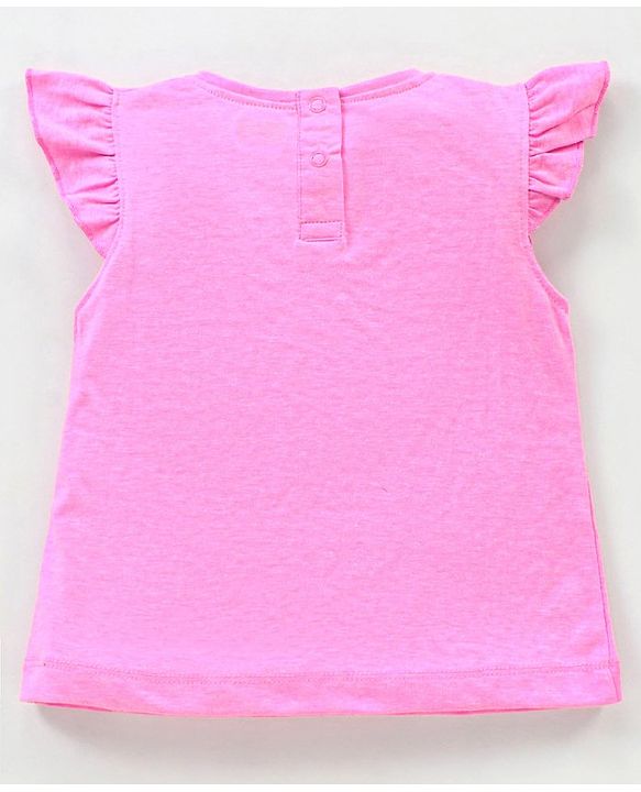 Babyhug Cap Sleeves Cotton Top with 3D Melon Applique - Pink