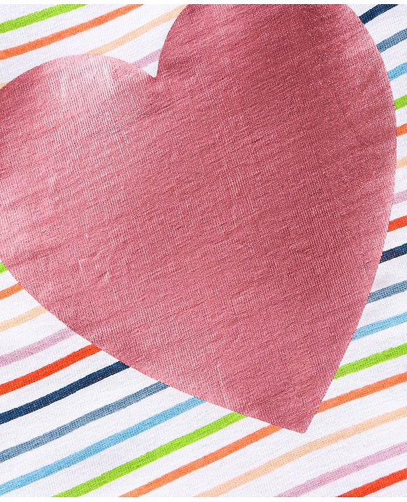 Babyhug Sleeveless Striped Top Heart Print & Bow Applique - Multicolor