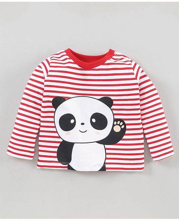 Babyhug Full Sleeves Tee & Pajama Set Panda Print - Red