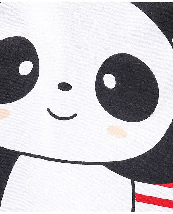Babyhug Full Sleeves Tee & Pajama Set Panda Print - Red
