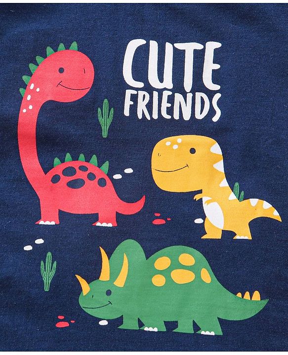 Babyhug Half Sleeves Nightwear Pajama Set Dino Print - Blue