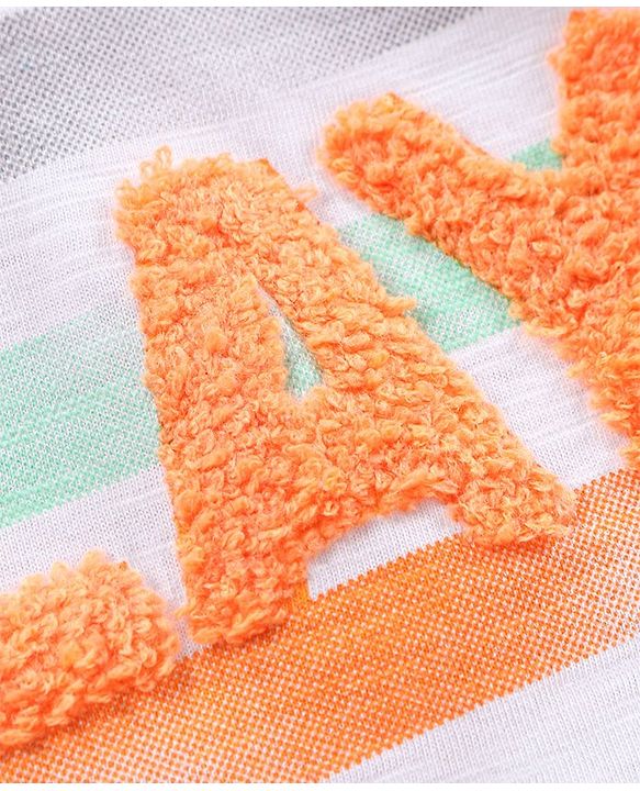 Babyhug Sleeveless Striped T-Shirt Text Print - Orange
