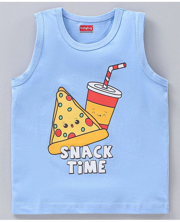 Babyhug Sleeveless Printed T-Shirts Pack Of 3 - Blue White