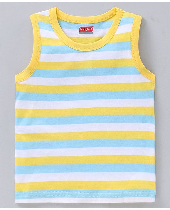 Babyhug Sleeveless Printed T-Shirts Pack Of 3 - Blue White