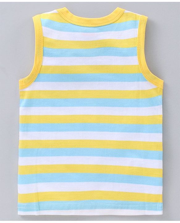 Babyhug Sleeveless Printed T-Shirts Pack Of 3 - Blue White
