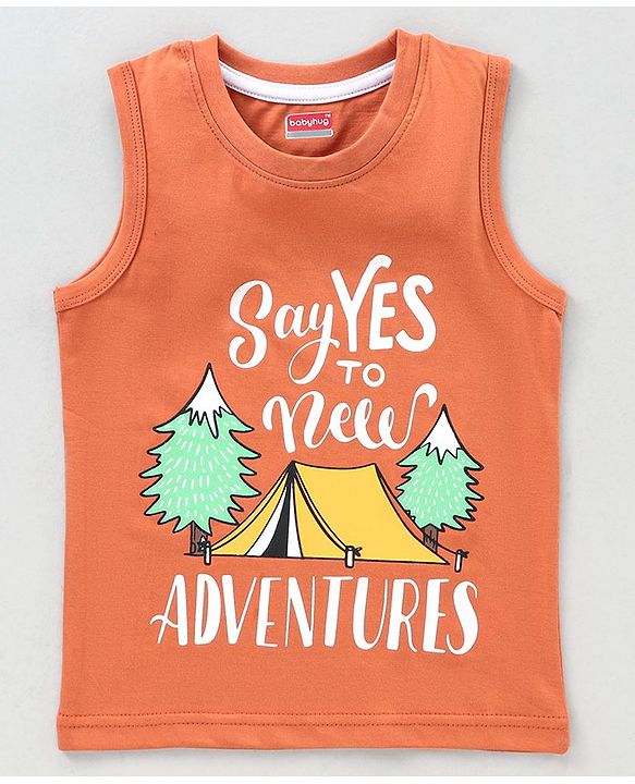 Babyhug Sleeveless T-Shirt Text Print - Orange