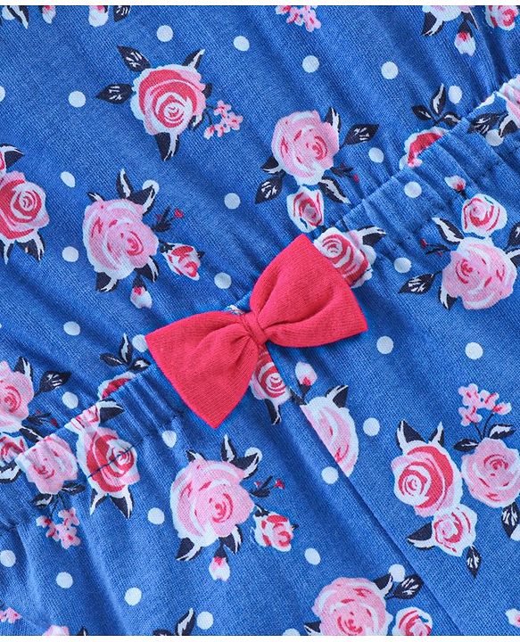 Babyhug 100% Cotton Sleeveless Jumpsuit Floral Print - Blue