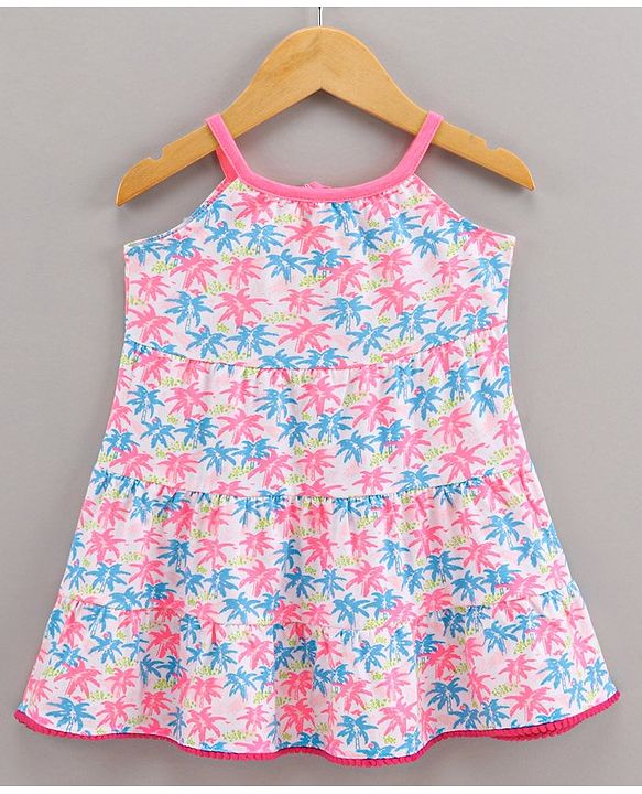 Babyhug Singlet 100% Cotton Frock With Shrug Floral Print - White
