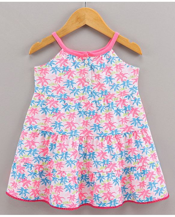 Babyhug Singlet 100% Cotton Frock With Shrug Floral Print - White