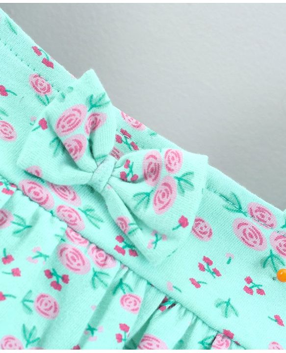 Babyhug 100 % Cotton Cap Sleeves Frock With Bloomer Floral Print (Colour May Vary)