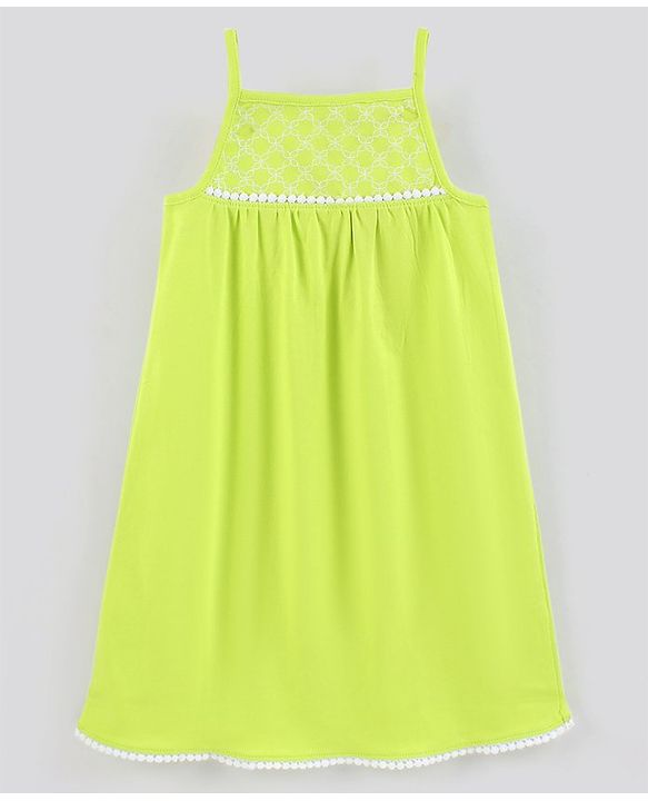 Pine Kids Sleeveless Biowashed Noodle Strap Dress - Green