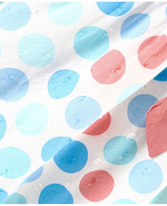 Babyhug 100% Cotton Singlet Frock Polka Dot Print - Blue