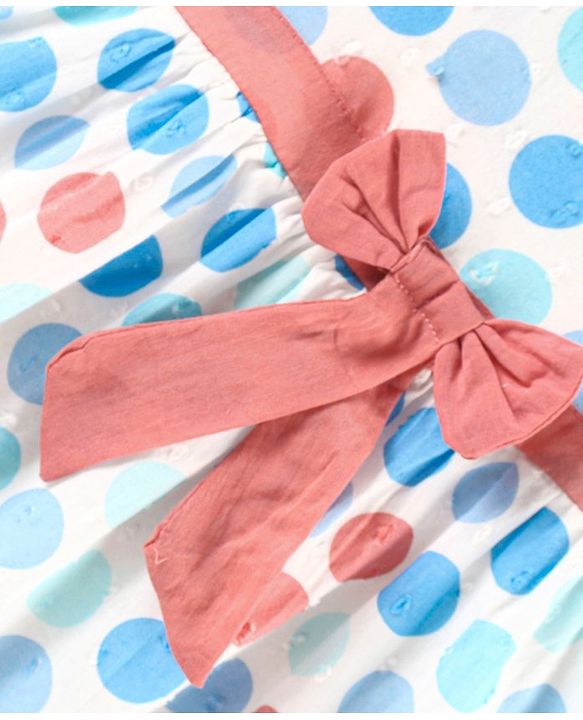 Babyhug 100% Cotton Singlet Frock Polka Dot Print - Blue